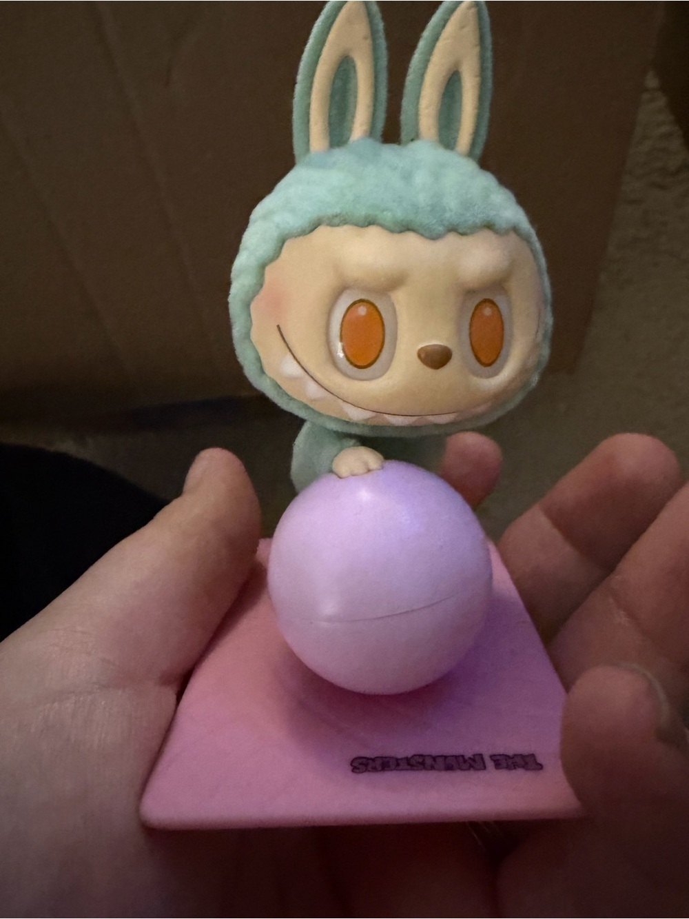 Labubu Yoga Character Figure with Pink Base and Lilac Ball